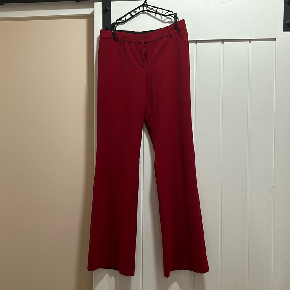 Womens Red Wide Legged Dress Pants